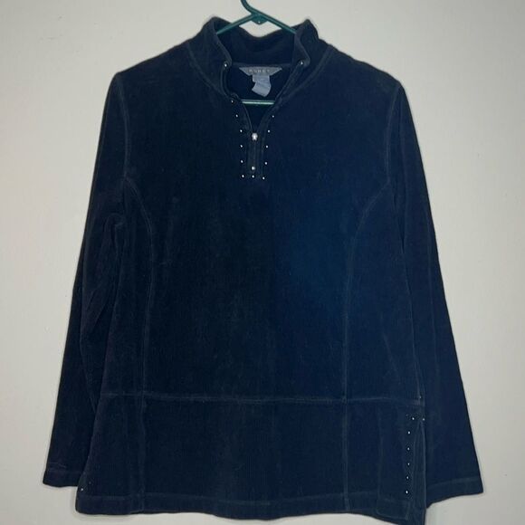 Koret quarter zip velour ribbed pull over size large - Picture 1 of 9